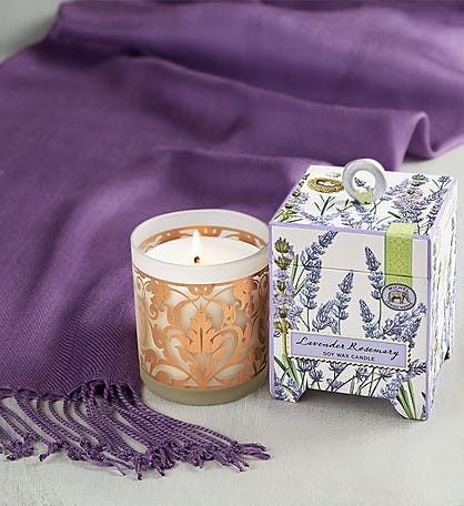 Lavendar Rosemary Candle with Pashmina Scarf